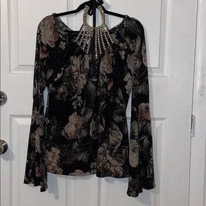 Venus Embellished Neck, Bell Sleeve Tunic XL